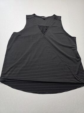 Banana Republic Black & White Striped Wrap-Front Jersey Tank Top - Size XL